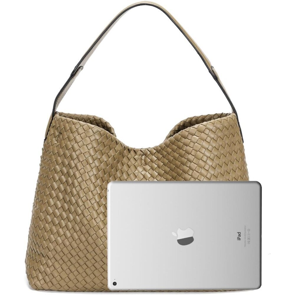 Woven Vegan Leather Tote Bag Large Hobo Crossbody Shoulder Purse